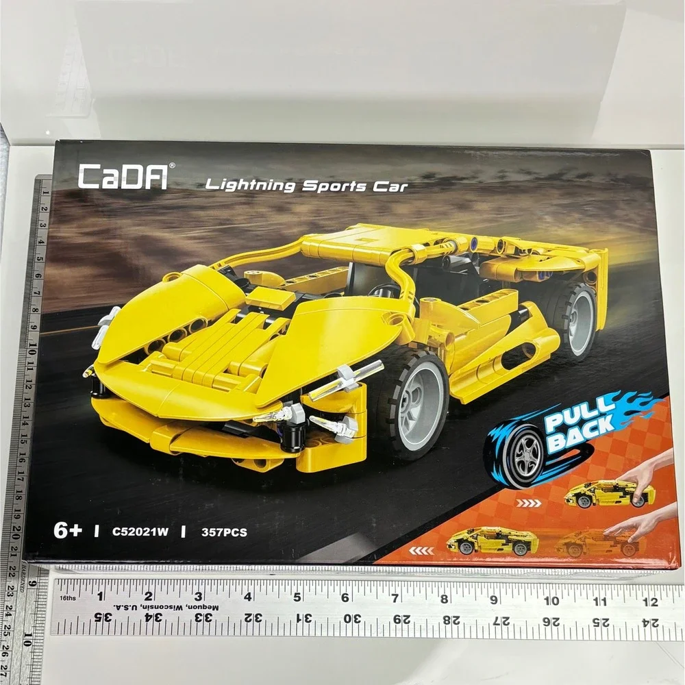 CaDA Building Block Set Lightning Sports Car C52021W Yellow Pull Back New in Box